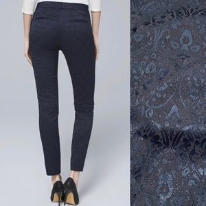 white house black market, the slim, jacquard navy trouser pant